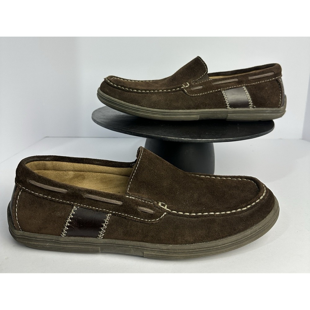 Minnetonka Brown Leather Loafer‎ Shoes Size 9.5 Slip On Boat Moc Toe ManMade